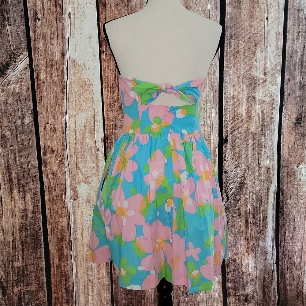 Lilly Pulitzer Size 6 Richelle Shorely Blue Mojo Strapless Tie Back Dress - Picture 6 of 10